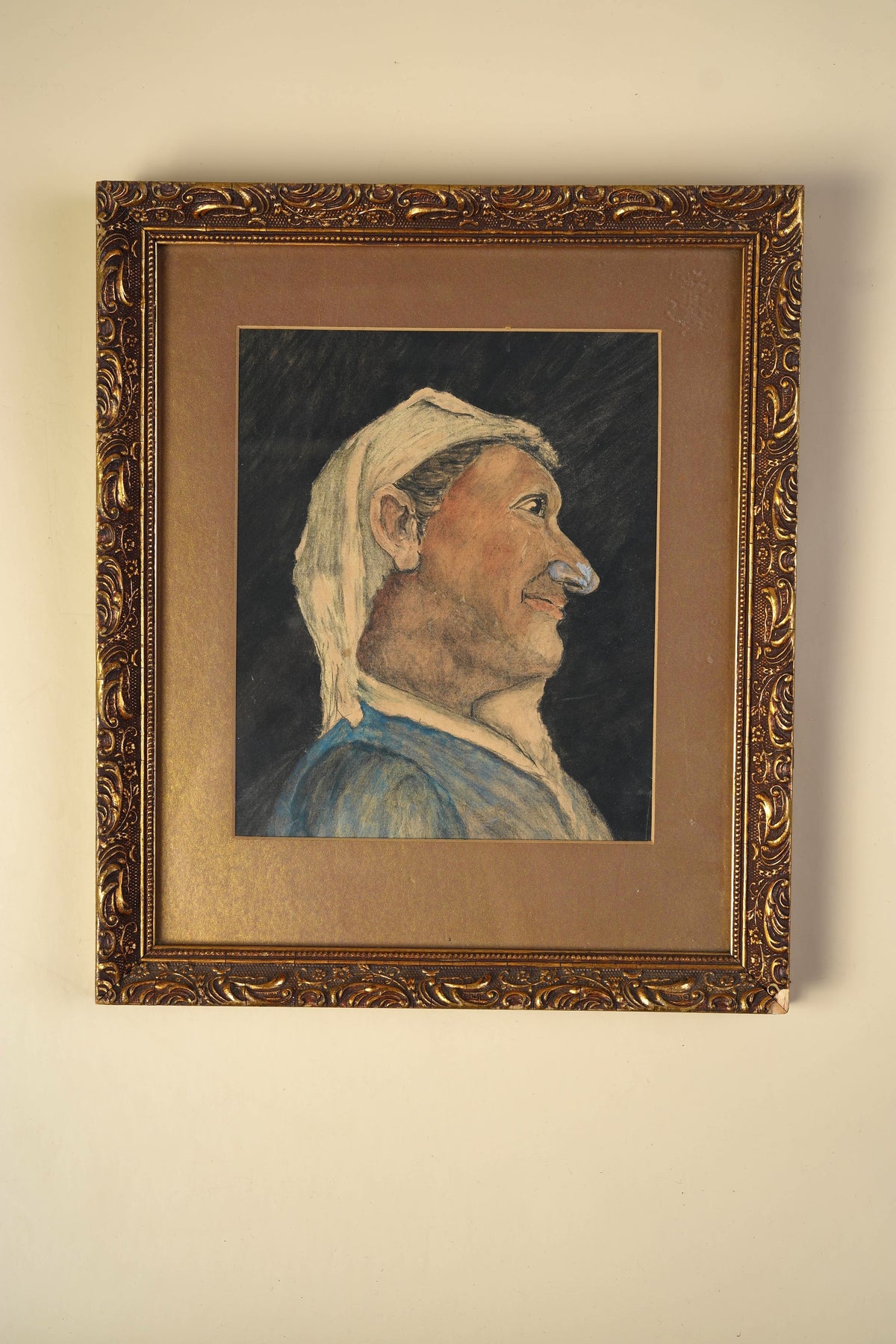 Vintage Pastel Portrait Study — Man in Profile