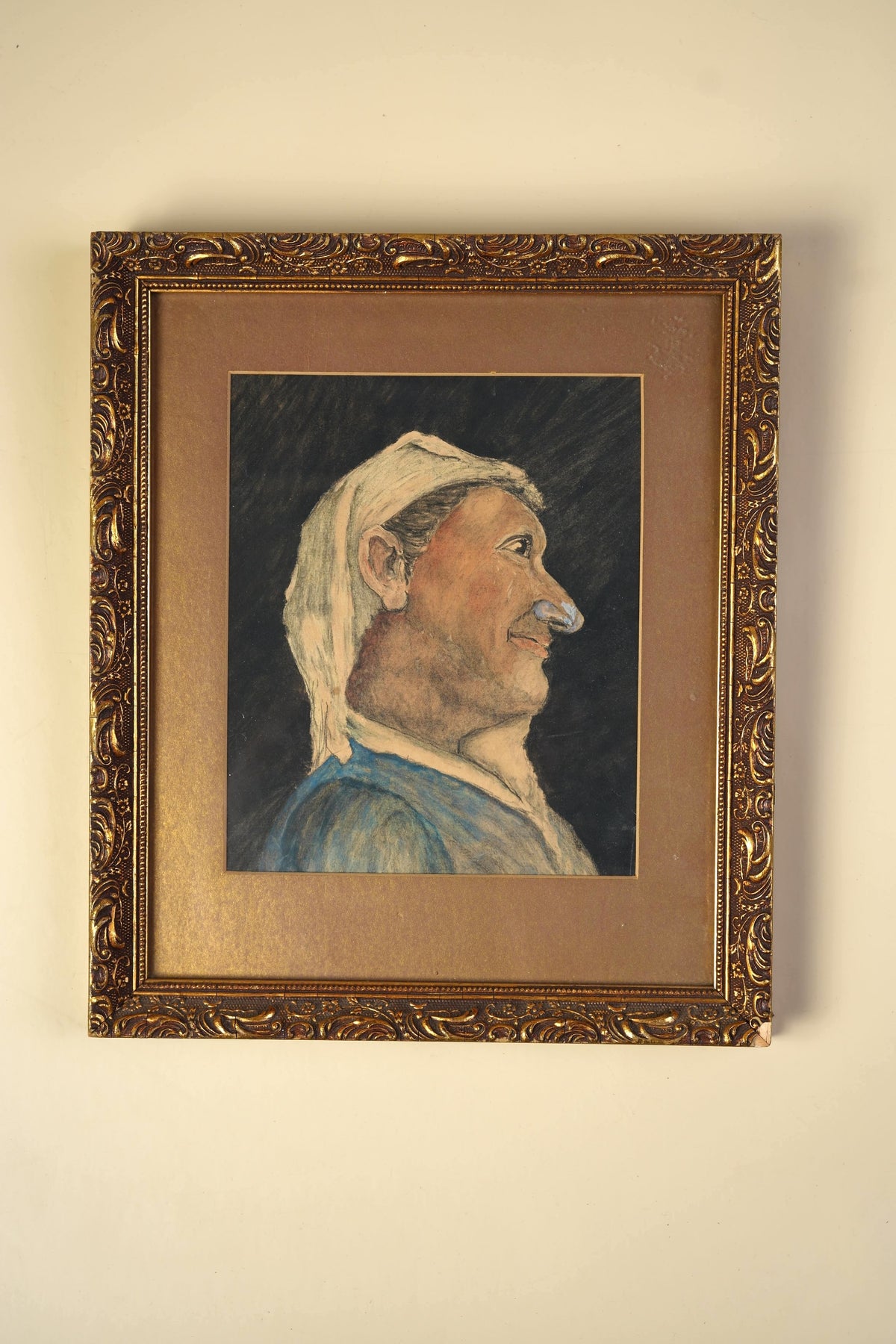 Vintage Pastel Portrait Study — Man in Profile