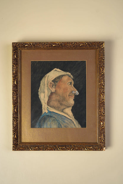 Vintage Pastel Portrait Study — Man in Profile