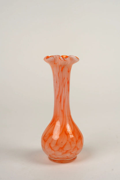 Venetian Ruffle Top Glass Art Vase
