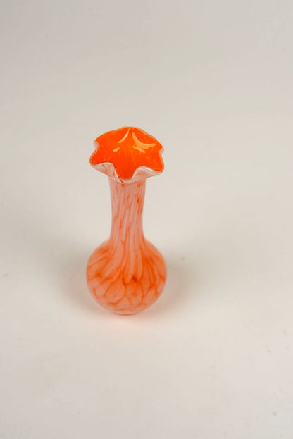 Venetian Ruffle Top Glass Art Vase