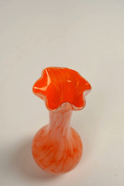 Venetian Ruffle Top Glass Art Vase