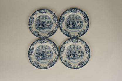 Set of 4 | Vintage Coaching Scene Dinner Plates