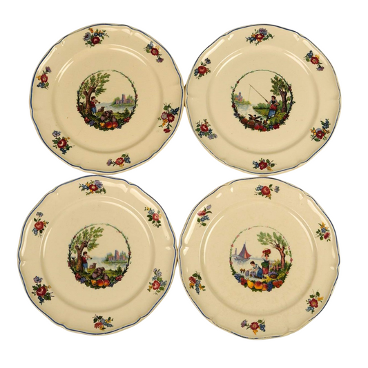 Antoine Watteau Inspired Pastoral Plates | Set of 4