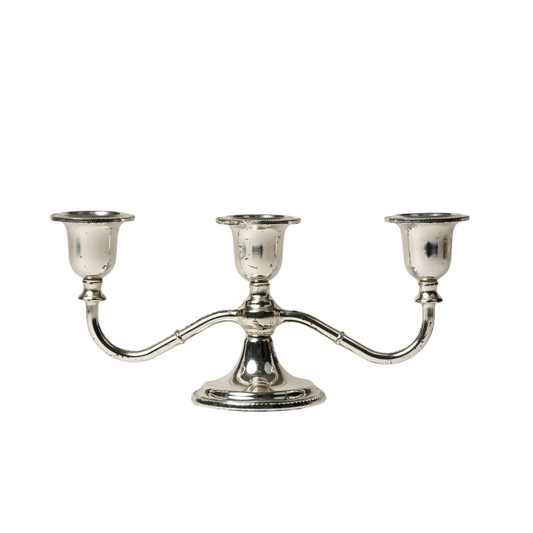 Antique Three-Arm Silver-Plated Candelabra