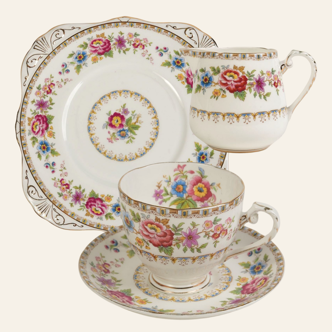38-Piece Fine Bone China Tea & Cake Set “Malvern” Pattern