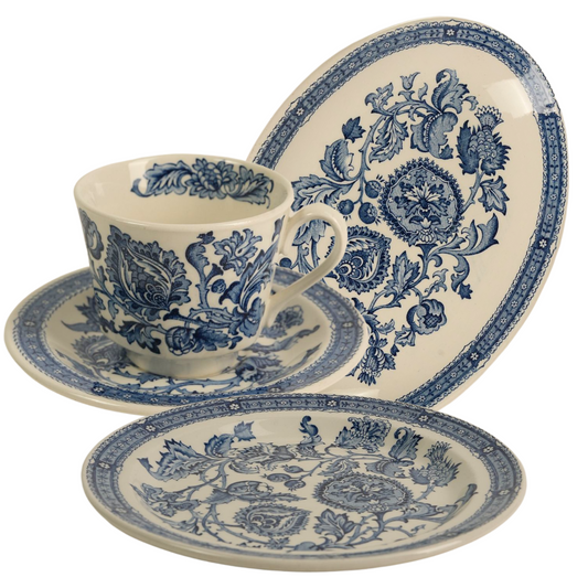 Vintage Ridgway "Jacobean" 14-Piece Ironstone Tea Set, England, c. 1960s