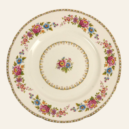 Set of 8 | Royal Grafton 'Malvern' Bone China Floral Dinner Plate with Gilt Trim