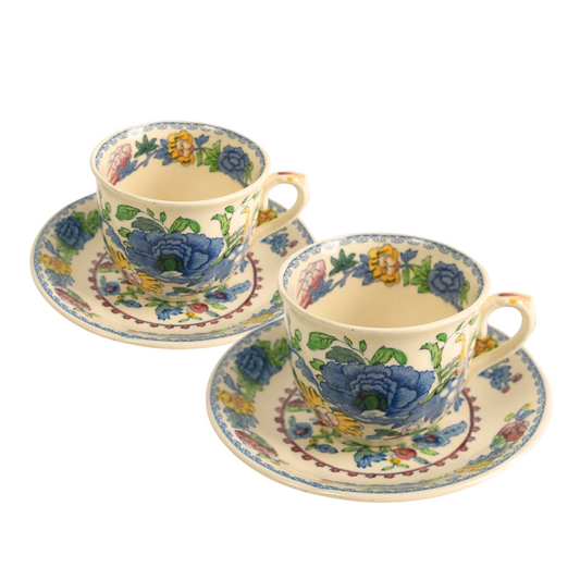 Set of 5 | Vintage Mason's Regency Tea Cups & Saucers