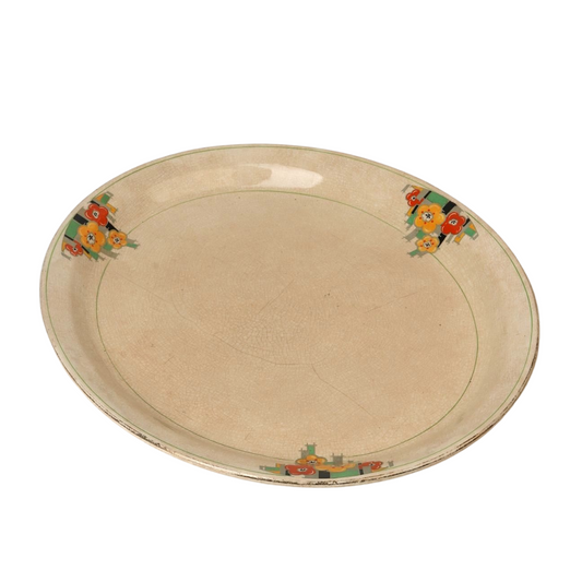 Platter Hand-Painted Art Deco Floral