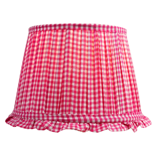Pink Gingham Frill Lampshade