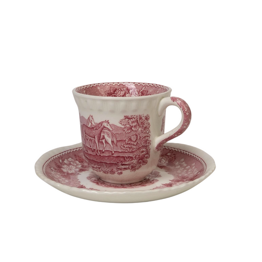 Adams 'Pastoral Scene' Large Cups & Saucers | Set of 6