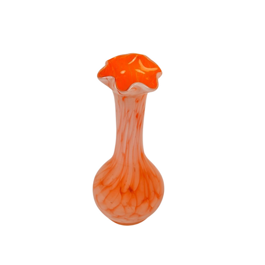 Venetian Ruffle Top Glass Art Vase