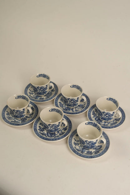 Vintage Ridgway "Jacobean" 14-Piece Ironstone Tea Set, England, c. 1960s