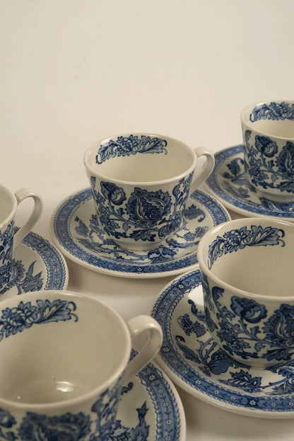 Vintage Ridgway "Jacobean" 14-Piece Ironstone Tea Set, England, c. 1960s