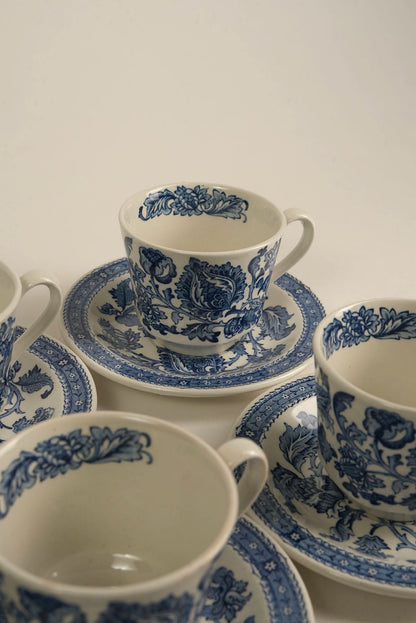 Vintage Ridgway "Jacobean" 14-Piece Ironstone Tea Set, England, c. 1960s