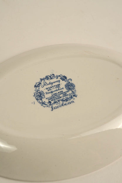 Vintage Ridgway "Jacobean" 14-Piece Ironstone Tea Set, England, c. 1960s