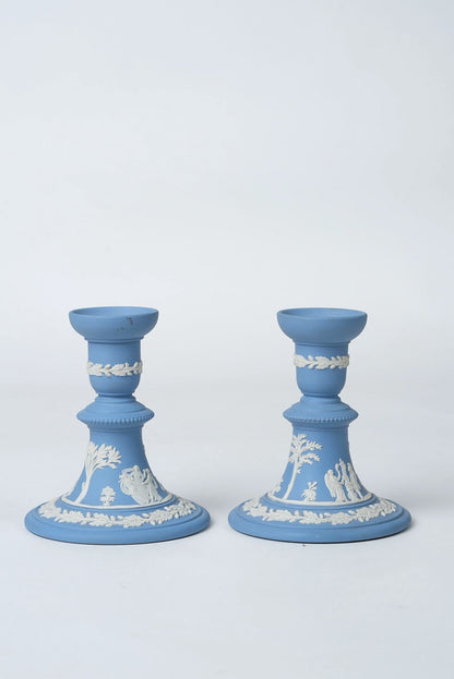 Wedgewood Candle Stands With Intricate Design