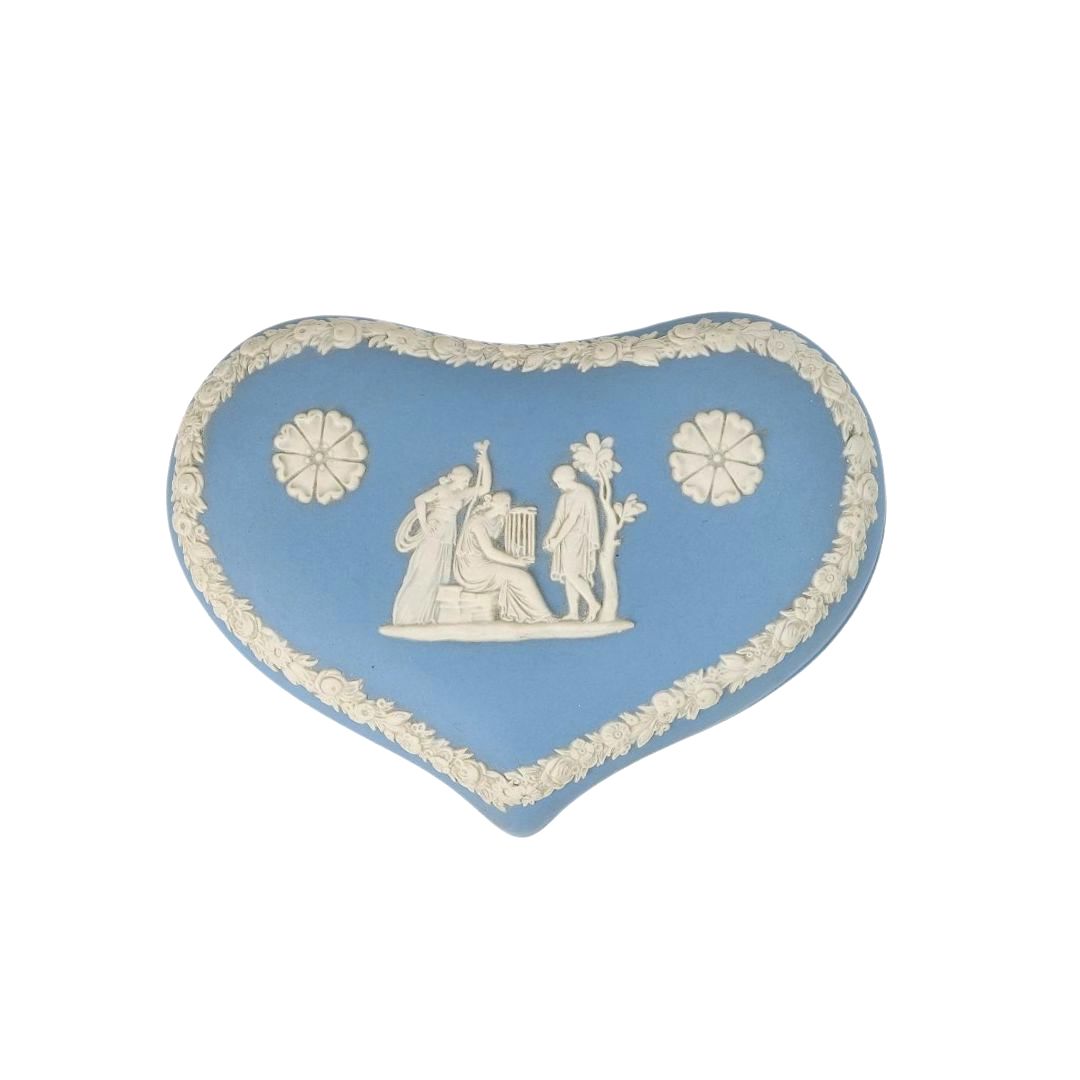 Blue Vintage Wedgwood Heart-Shaped Trinket Box