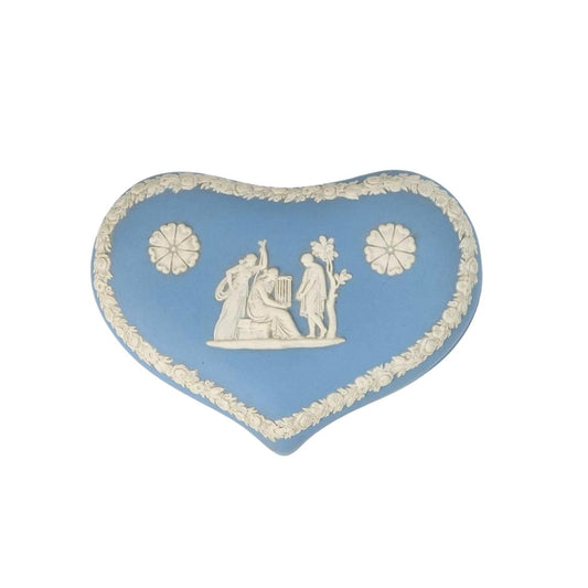 Blue Vintage Wedgwood Heart-Shaped Trinket Box