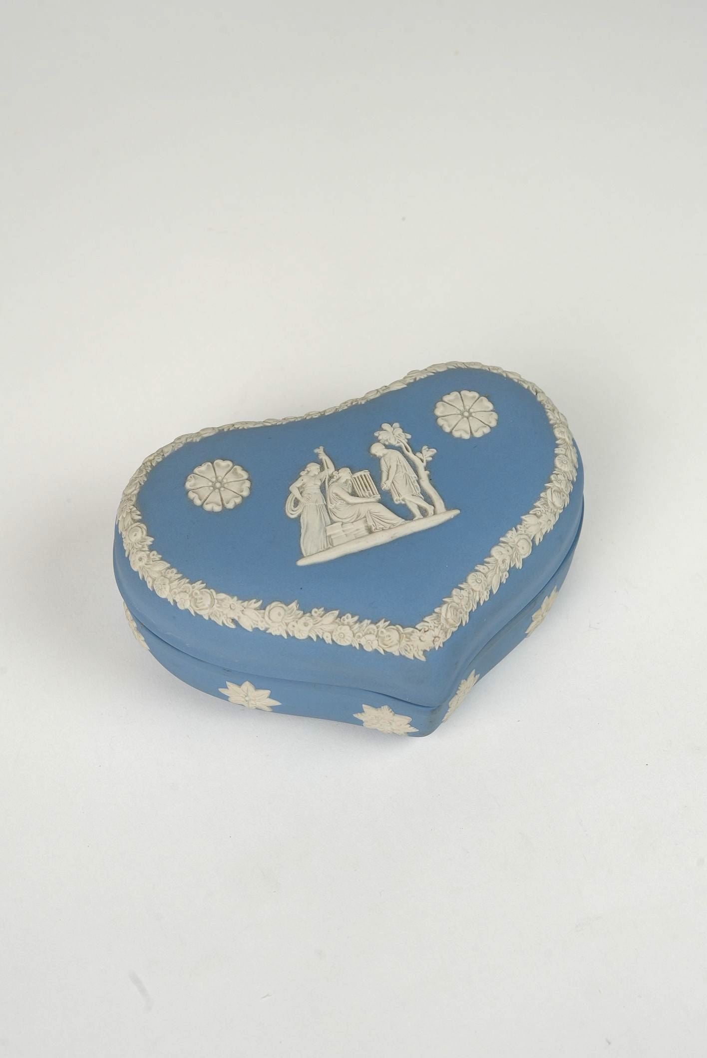 Blue Vintage Wedgwood Heart-Shaped Trinket Box