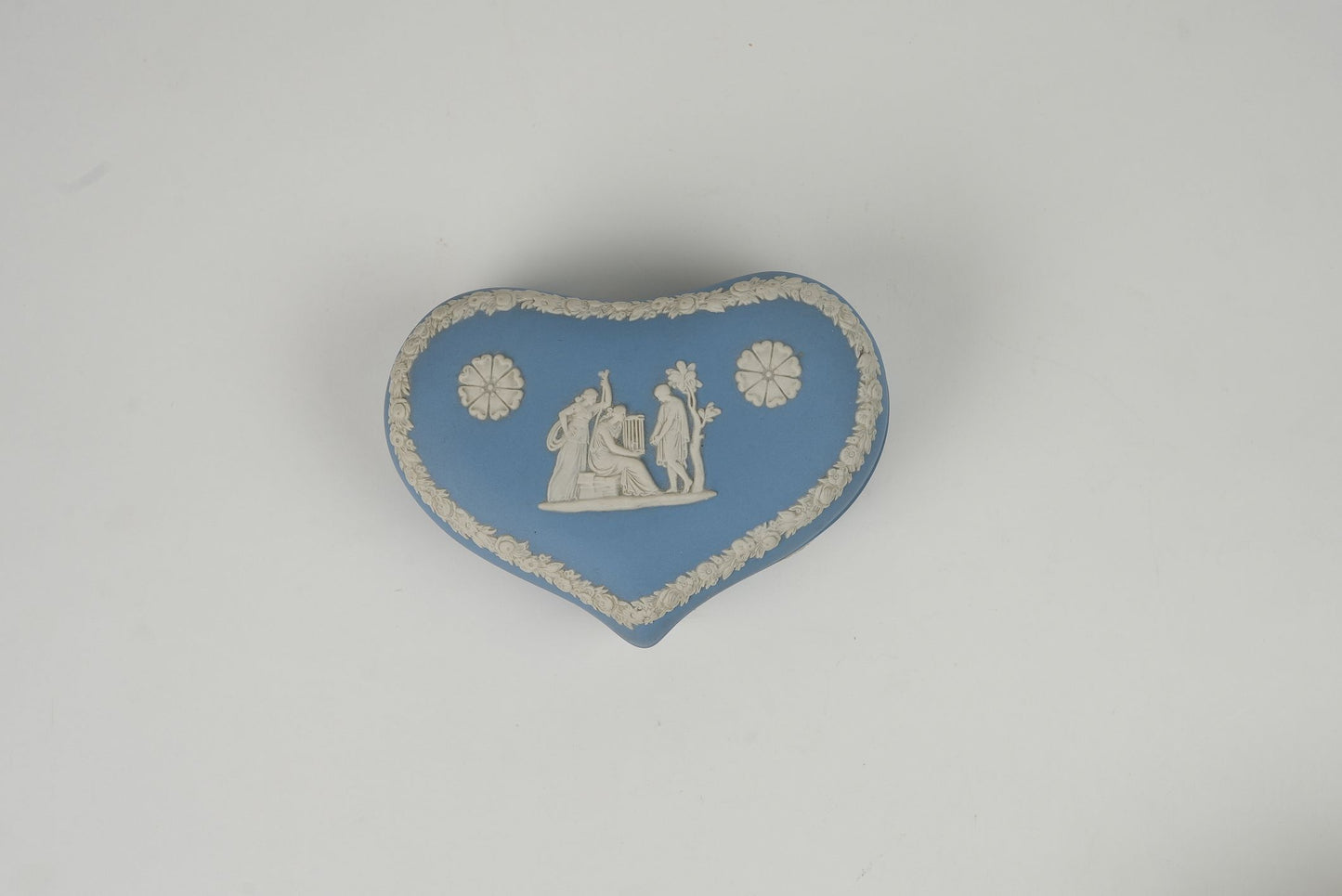 Blue Vintage Wedgwood Heart-Shaped Trinket Box