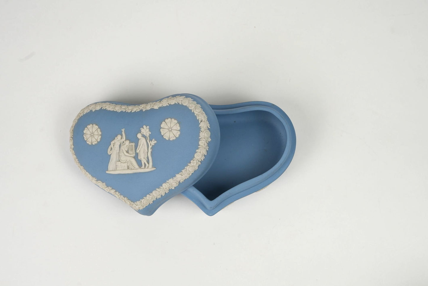 Blue Vintage Wedgwood Heart-Shaped Trinket Box