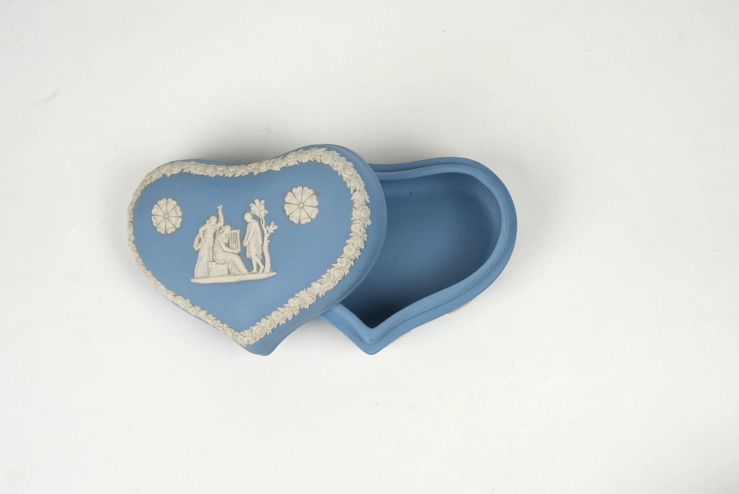 Blue Vintage Wedgwood Heart-Shaped Trinket Box