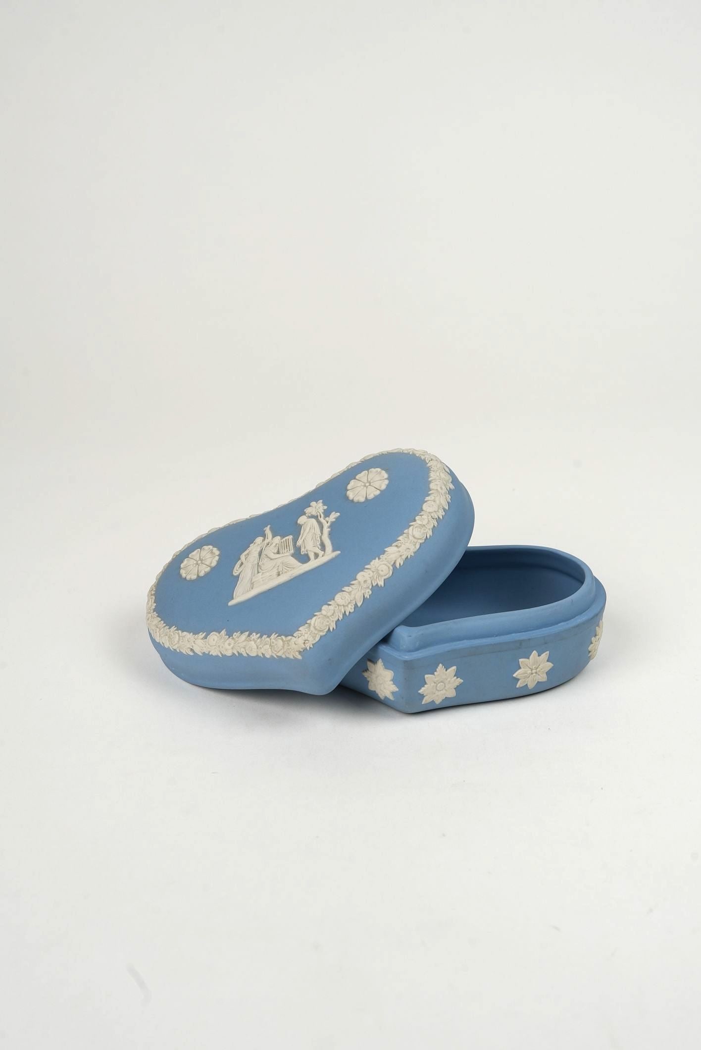 Blue Vintage Wedgwood Heart-Shaped Trinket Box