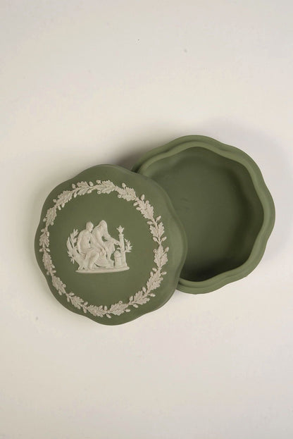 Jasperware Wedgwood Green Trinket Box