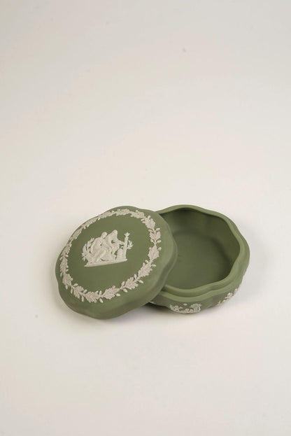 Jasperware Wedgwood Green Trinket Box