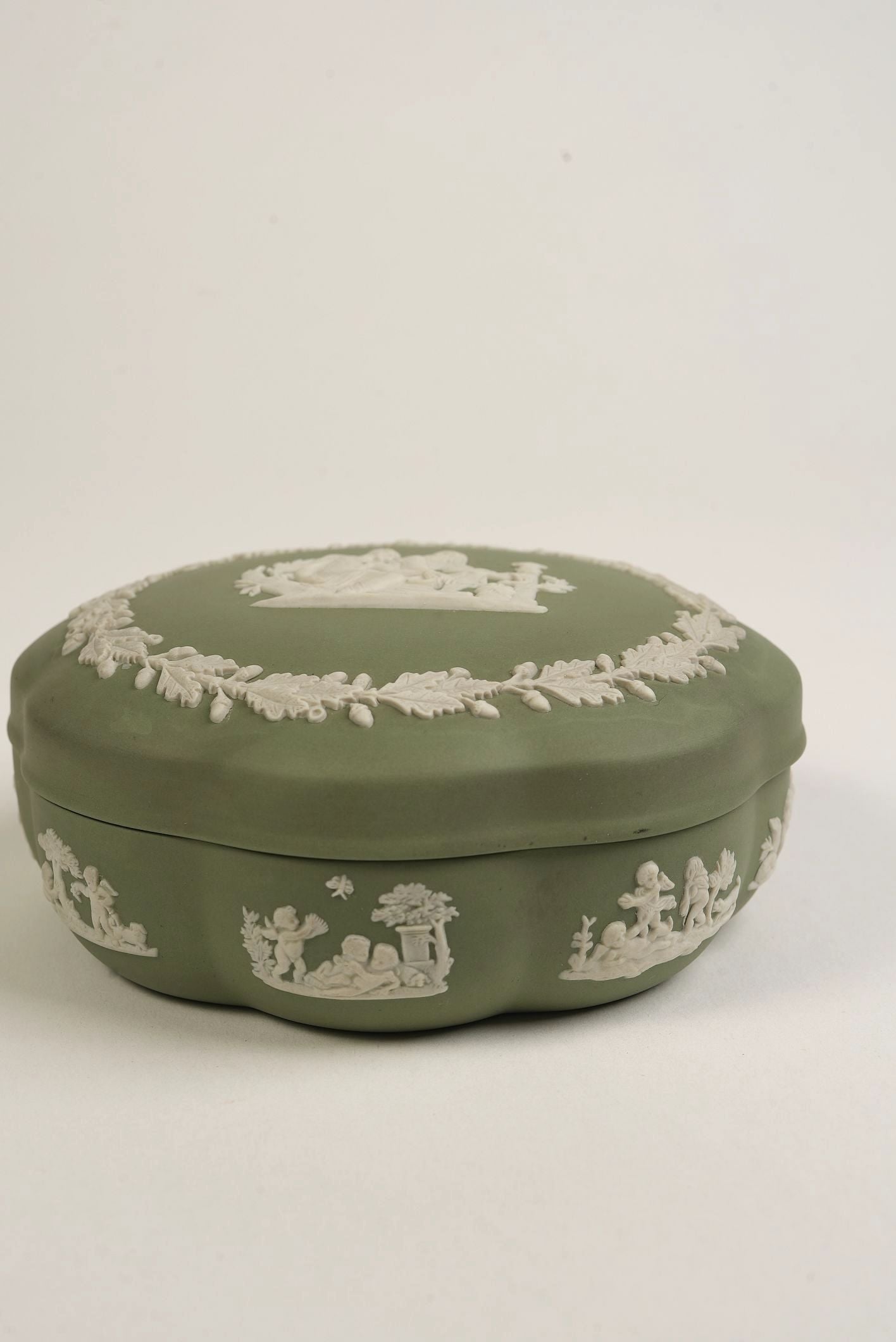 Jasperware Wedgwood Green Trinket Box