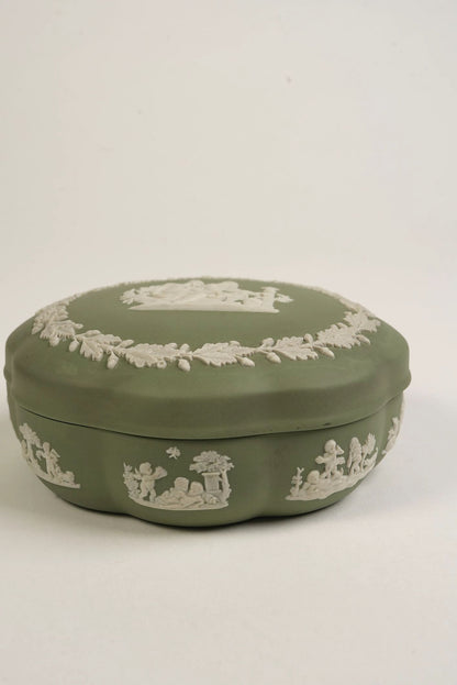 Jasperware Wedgwood Green Trinket Box