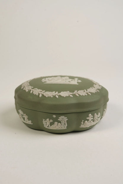 Jasperware Wedgwood Green Trinket Box