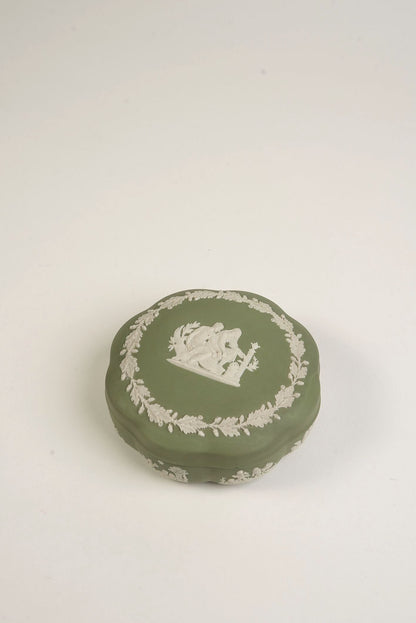 Jasperware Wedgwood Green Trinket Box