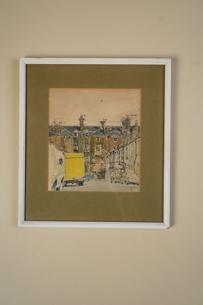 "Worthing Mews" — Vintage Watercolour by K.T. Adams, 1979