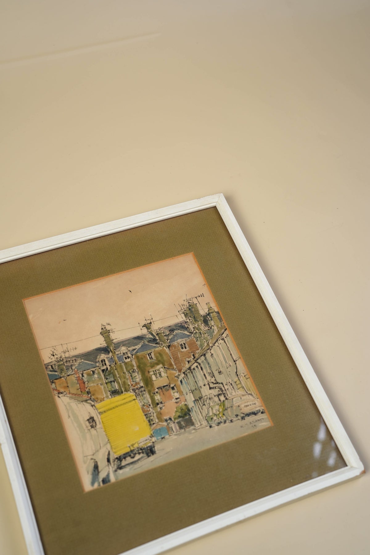 "Worthing Mews" — Vintage Watercolour by K.T. Adams, 1979