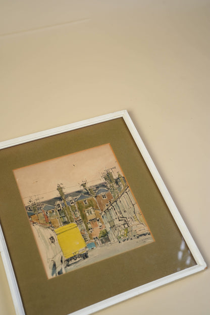 "Worthing Mews" — Vintage Watercolour by K.T. Adams, 1979