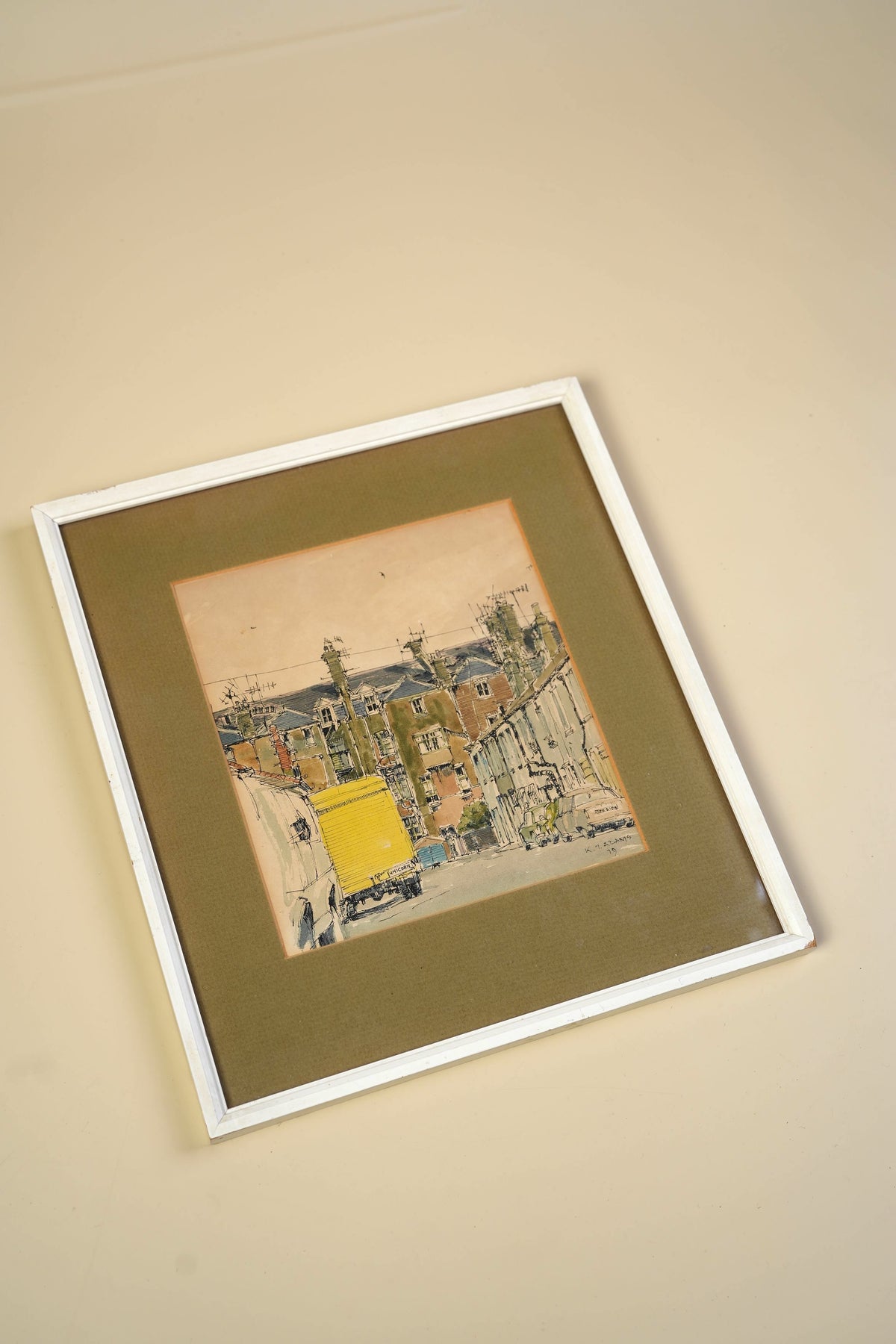 "Worthing Mews" — Vintage Watercolour by K.T. Adams, 1979