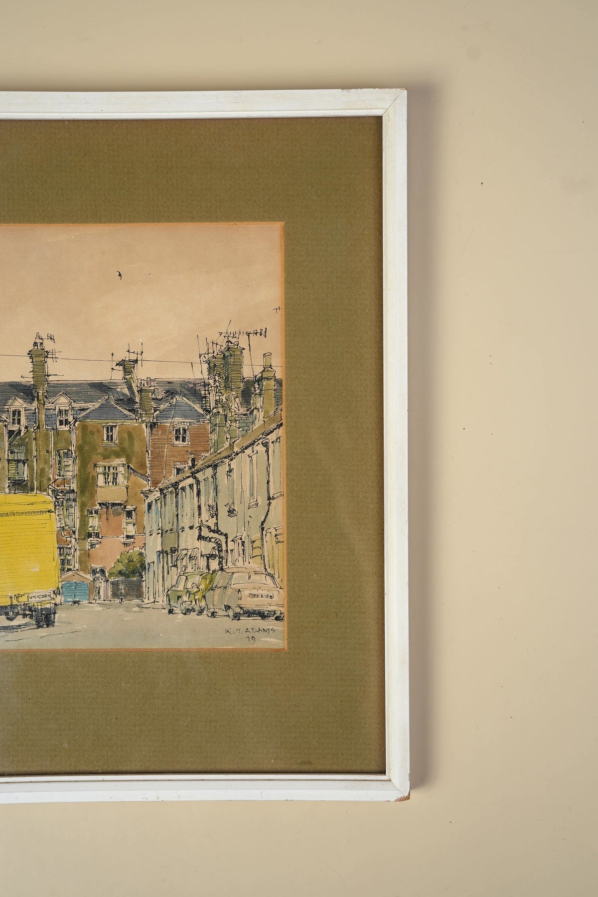 "Worthing Mews" — Vintage Watercolour by K.T. Adams, 1979