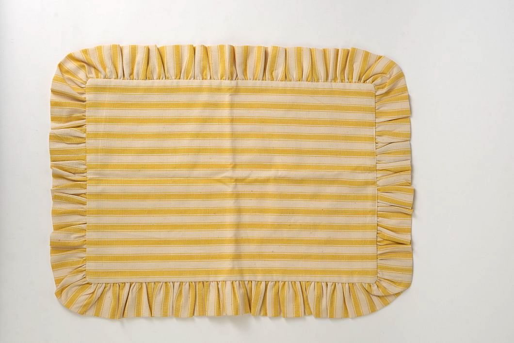 Yellow & White Stripe Table Mats | Set of 2