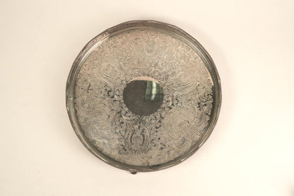 Ornate Silver-Plated Engraved Serving Tray