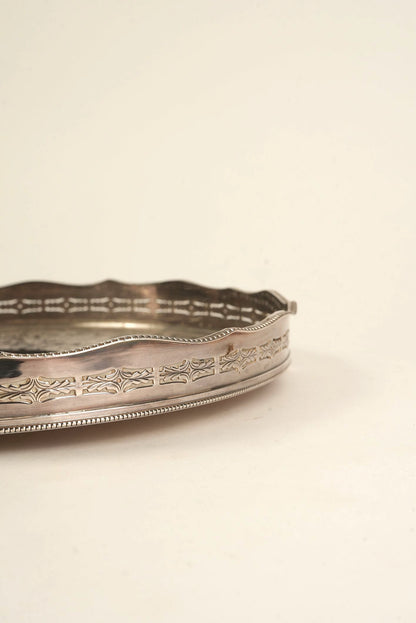Ornate Silver-Plated Engraved Serving Tray