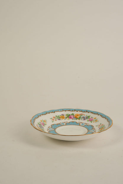 Set of 4 | Antique Staffordshire Saucers with Turquoise & Gold Detailing