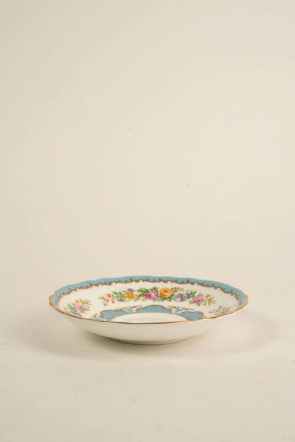 Set of 4 | Antique Staffordshire Saucers with Turquoise & Gold Detailing