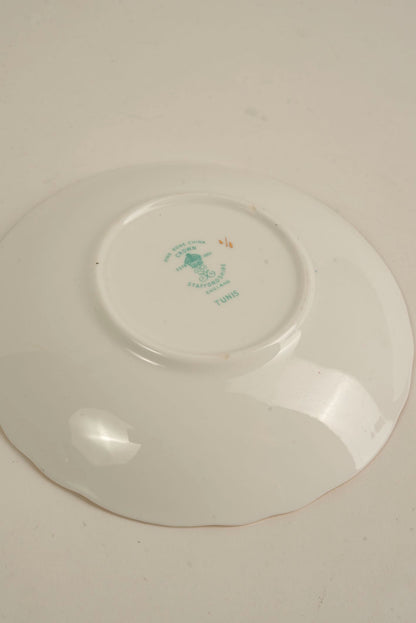 Set of 4 | Antique Staffordshire Saucers with Turquoise & Gold Detailing