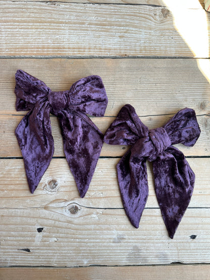 Purple Velvet Bows | Set of 2
