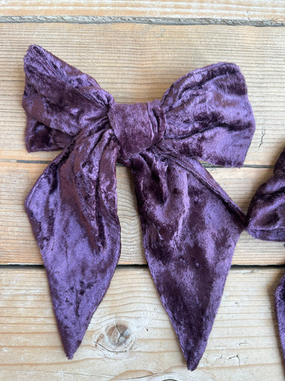 Purple Velvet Bows | Set of 2