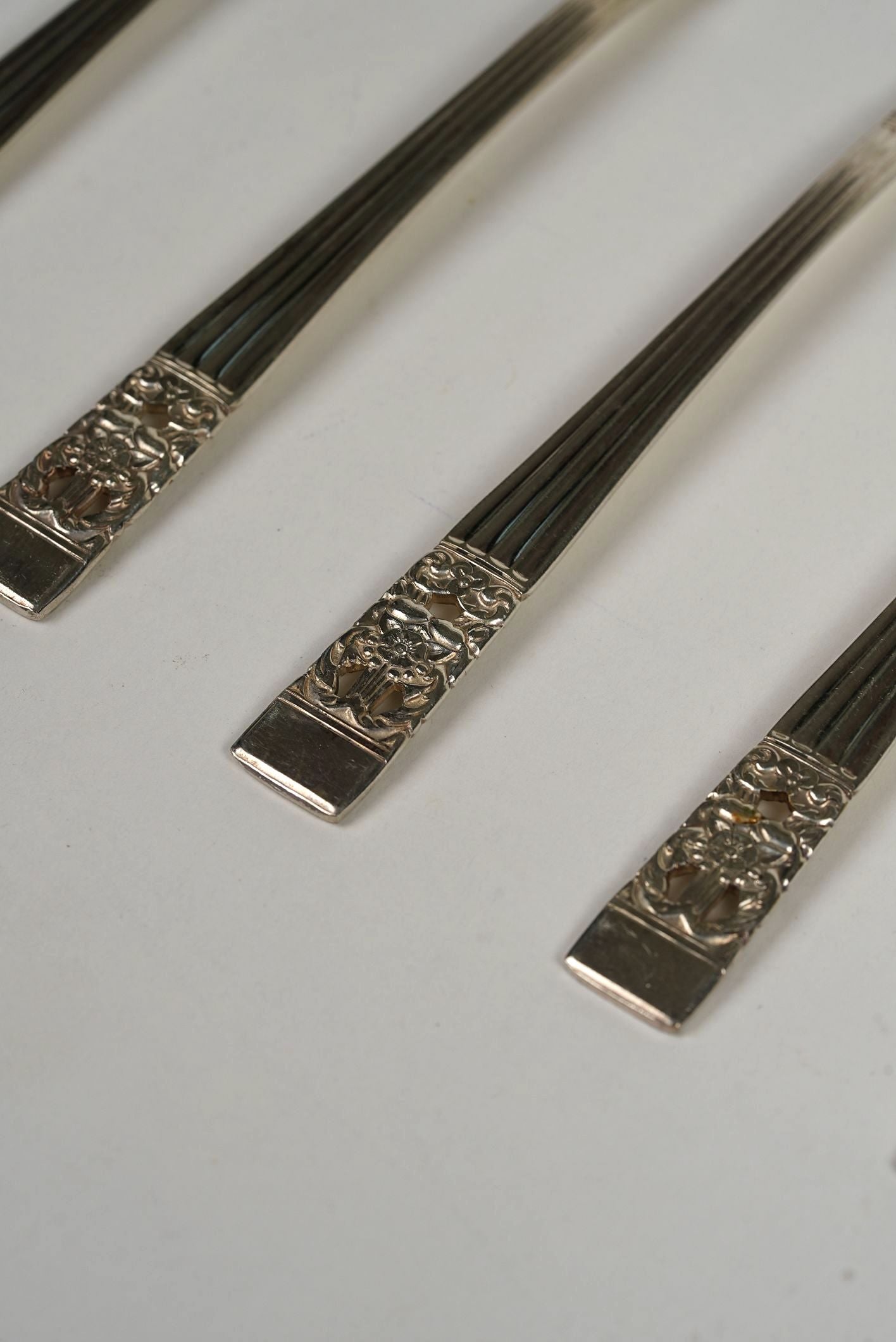 Antique Sliver Plated Floral Butter Knives | Set of 8