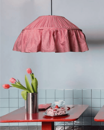 Pleated Gingham Hanging Lampshade